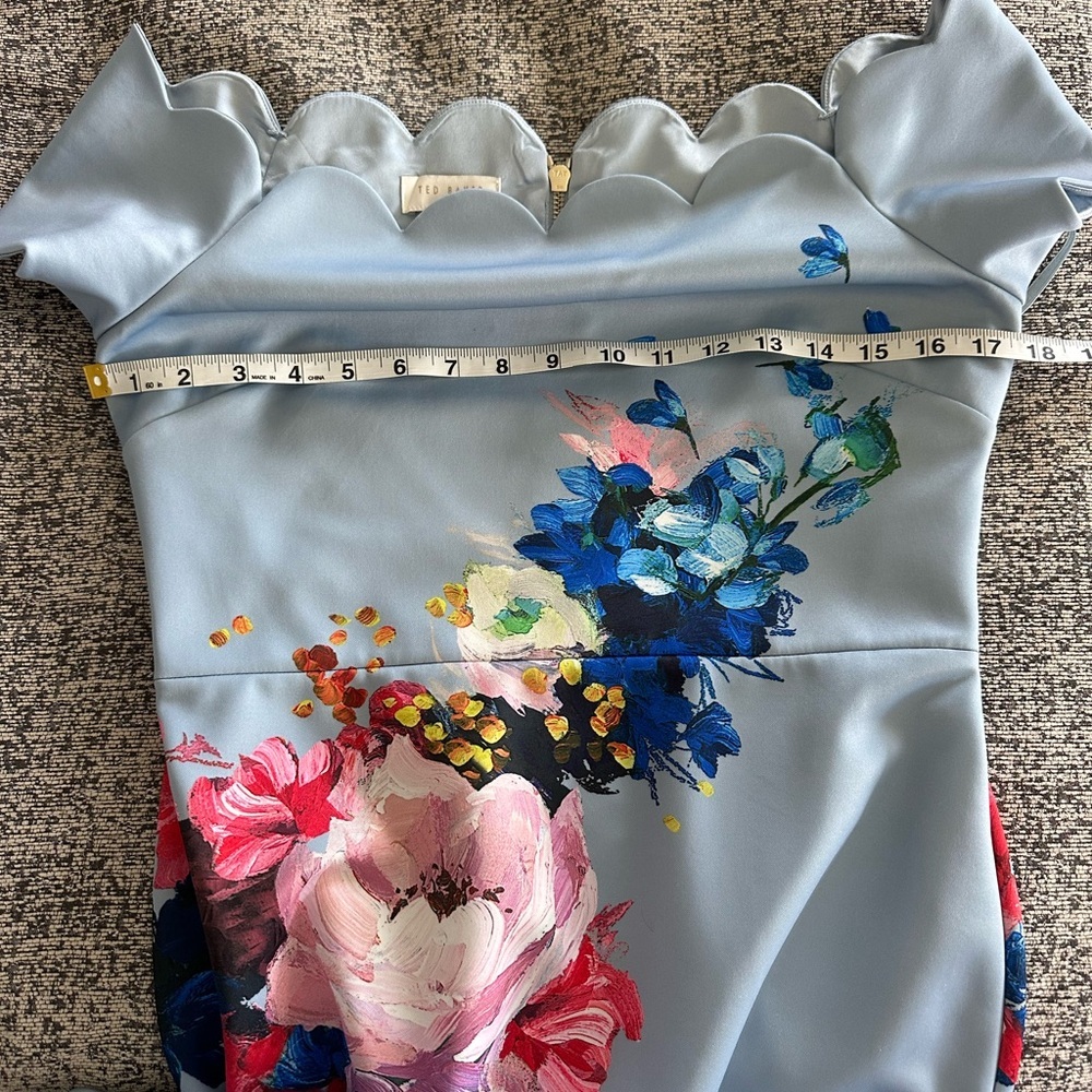 Ted Baker London Powder Blue Floral Off-Shoulder Midi Dress - Picture 9 of 15